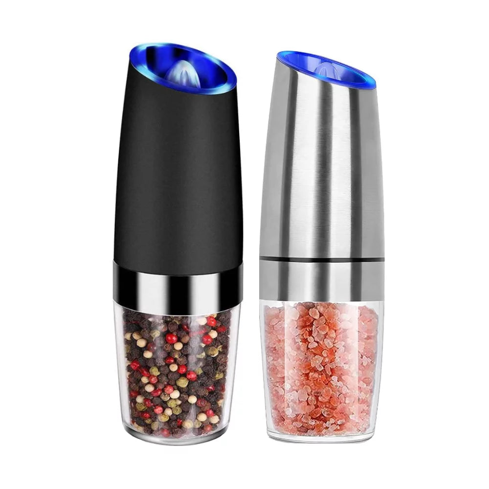 2 Pcs Electric Salt and Pepper Grinder Set Battery Operated Stainless Steel G568677