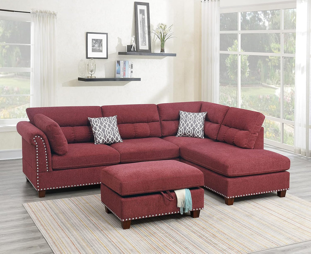 Red Velvet Sectional Sofa T36041