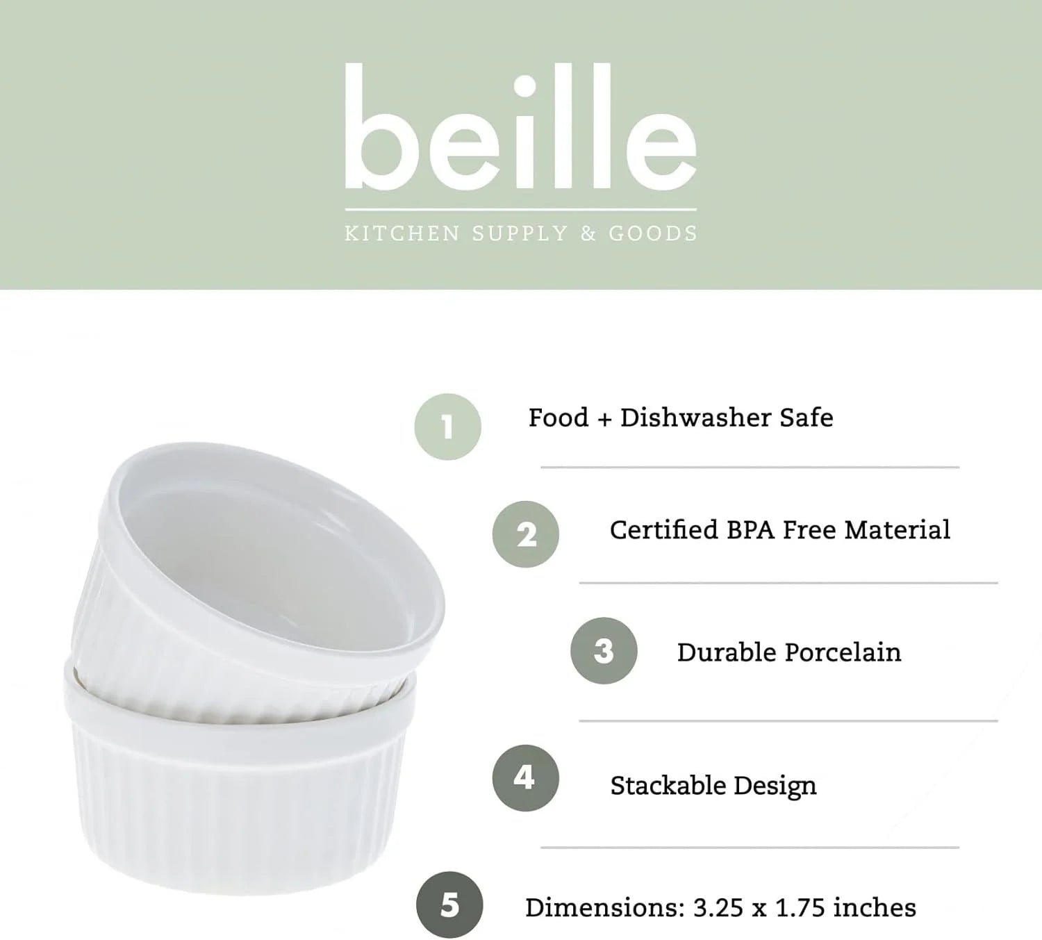 White 4Oz Porcelain Dessert Cups Set N57793