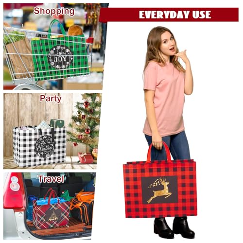 24 Pack Assorted Sizes Non-Woven Christmas Gift Bags with Handle O19789