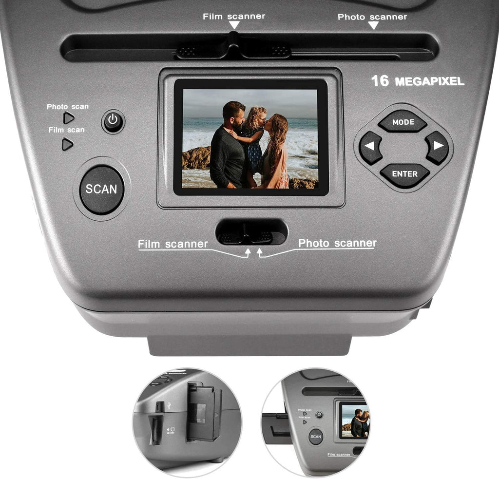 16MP Film Scanner with 2.4" LCD Screen for 35mm Slides and Negatives A8300