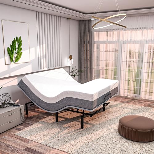 Queen Adjustable Bed Frame with Mattress Included Cooling Gel Memory Foam Mattress K12883