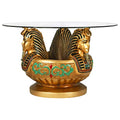 Three Heads of Tutankhamen Egyptian Coffee Cocktail Table, 31 Inch C7167