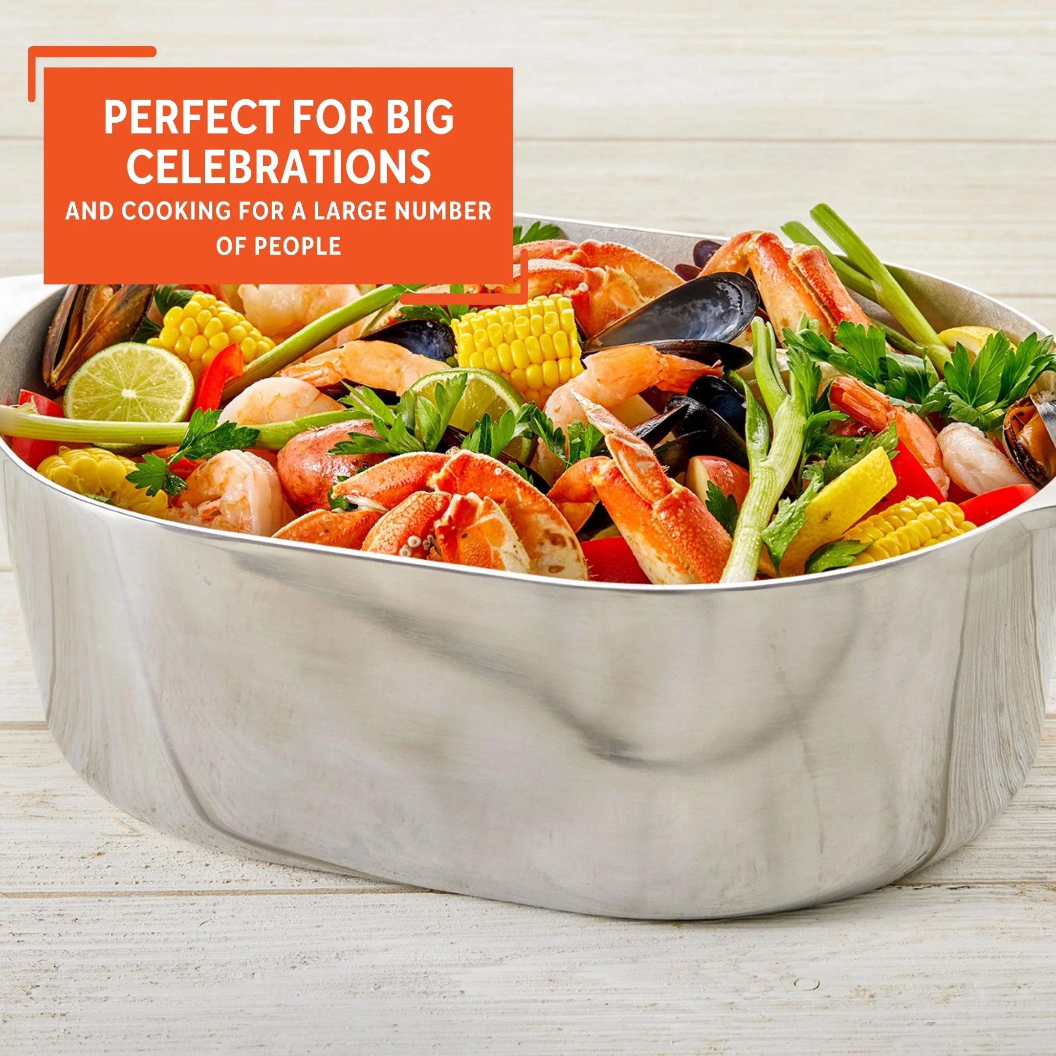 15 inch Cast Aluminum Roaster Pan with Lid and Roasting Tray U7991