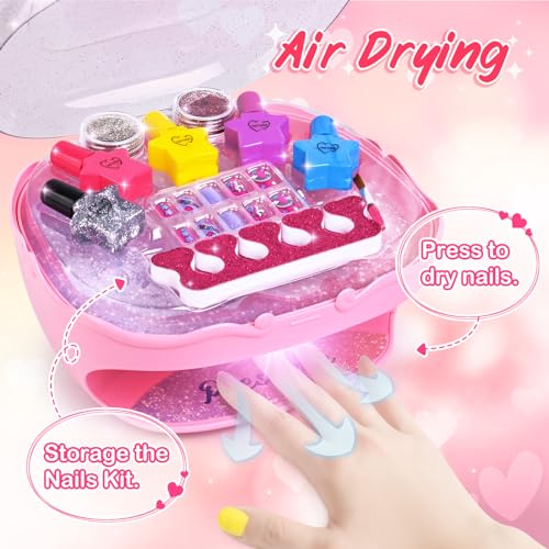 Nail Polish Kit with Pink Nail Dryer E69280
