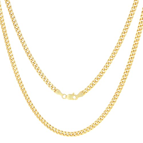 14k Yellow Gold Miami Cuban Link Chain Pendant Necklace L5544