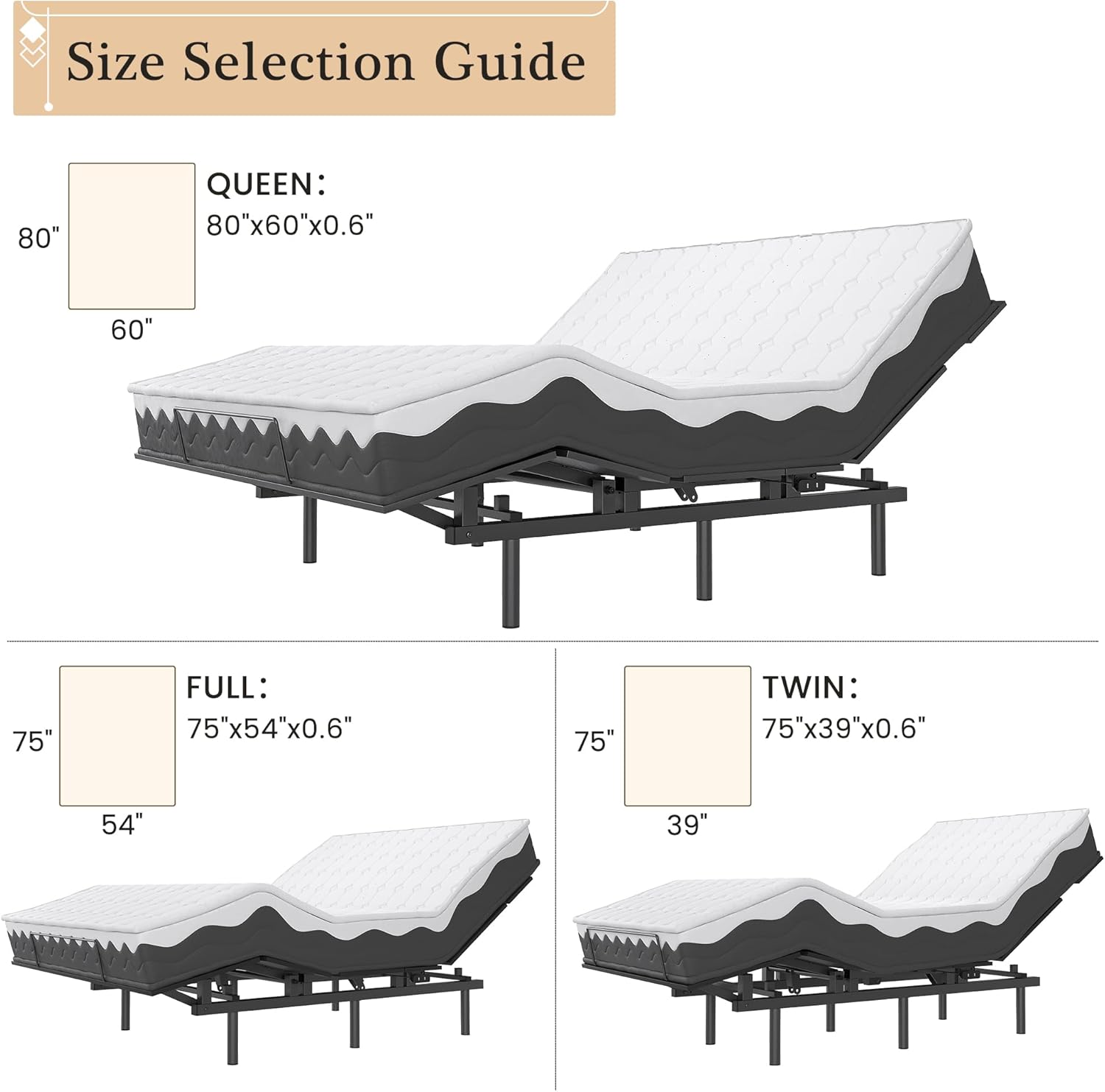 Adjustable Bed Frame with Wireless Remote and Zero Gravity Queen Size B48965