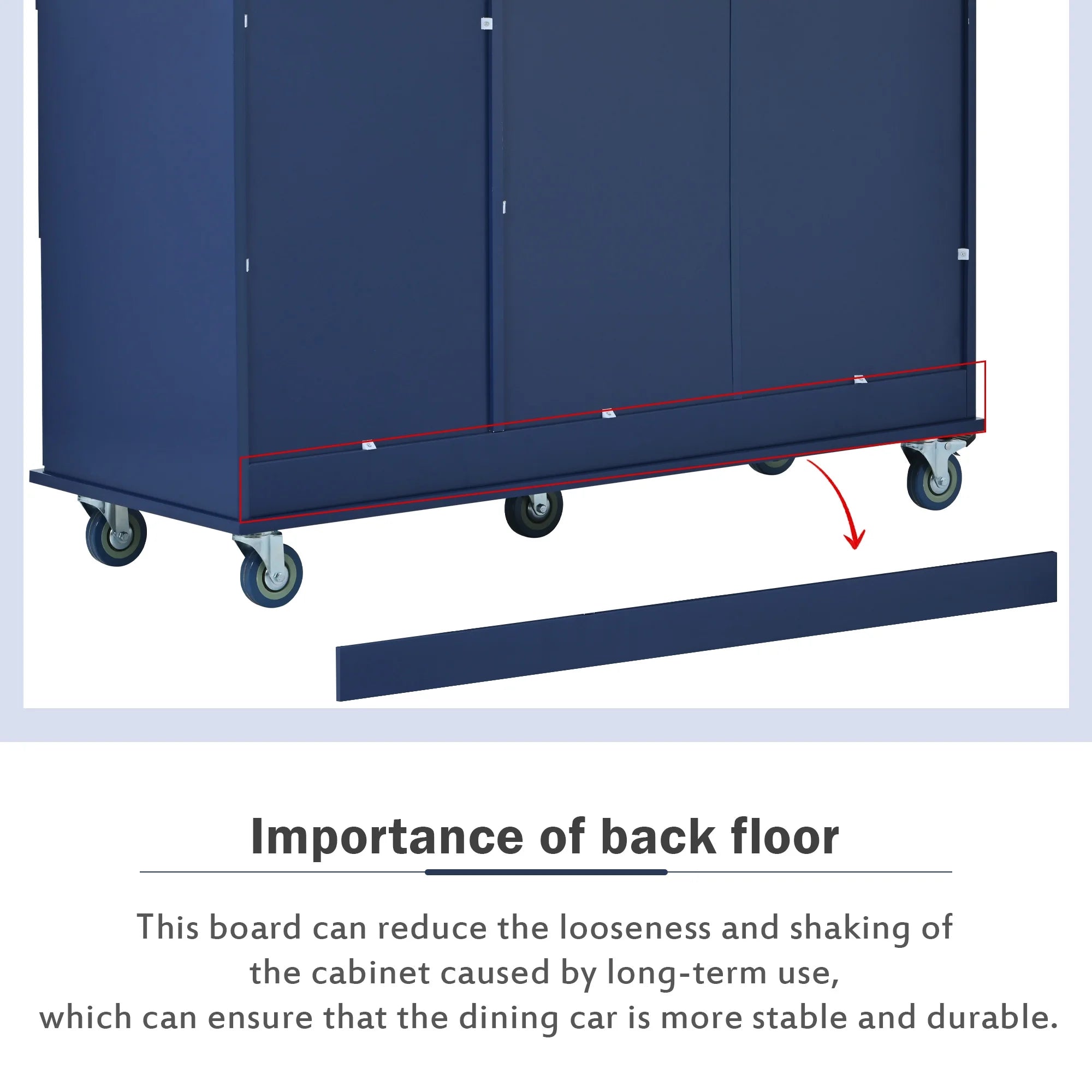 Dark Blue Mobile Kitchen Island Cart with Wood Top and Drop Leaf L542