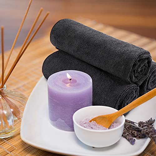 Black Microfiber Towels, Pack of 12, 16 x 27 Inches O9592