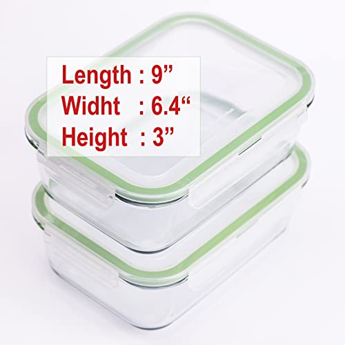 63 Oz 2 Pcs Large Glass Food Storage Containers with Locking Lids X5965