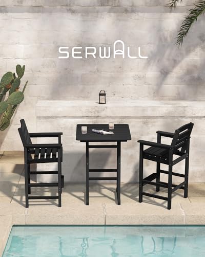 5 Pieces HDPE Adirondack Bar Chairs Set with Bar Pub Table, Black W61007