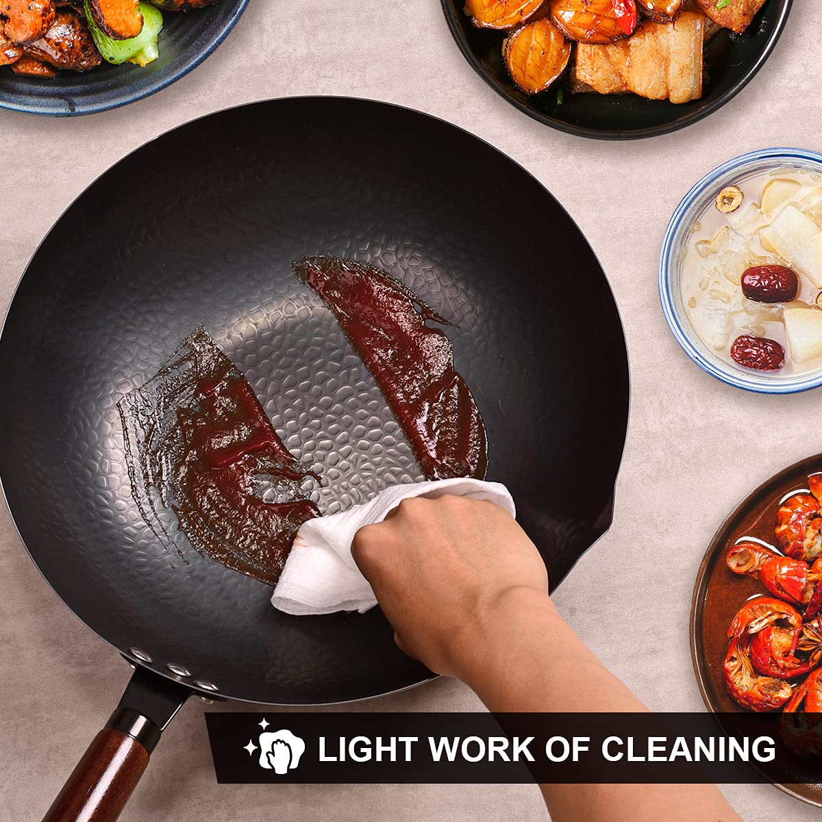 11Pcs Carbon Steel Wok with Lid M34120