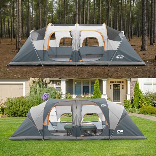 12-Person 3 Room Waterproof Windproof Family Tent with Carry Bag M836
