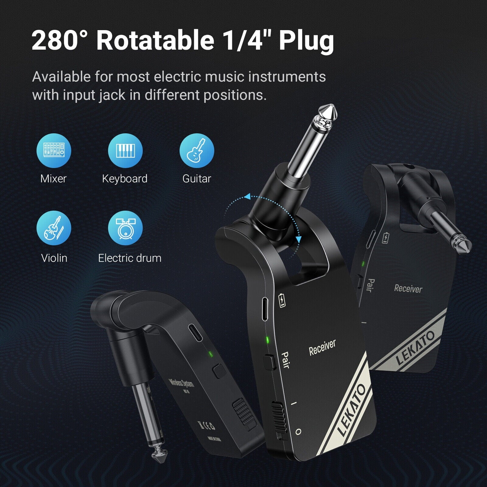 2.4GHz Wireless Guitar Transmitter Receiver System O9917