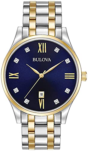 Men's Classic Stainless Steel Watch with Diamonds and Day Date F24319