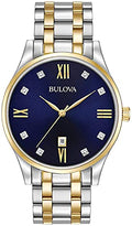 Men's Classic Stainless Steel Watch with Diamonds and Day Date F24319