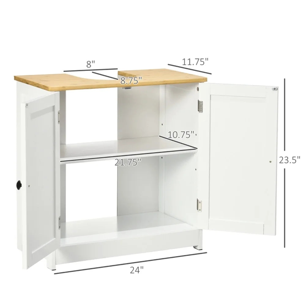 Crystal White Dark Walnut Under Sink Cabinet with Double Doors I3253