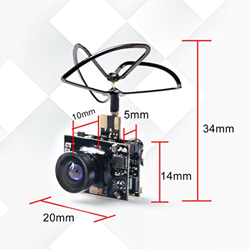 Micro FPV AIO 600TVL Camera 5.8G 25/50/200mW Adjustable Transmitter with Cloverleaf Antenna M1349