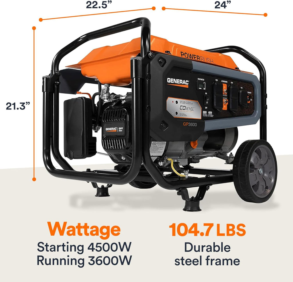 3,600-Watt Portable Generator Orange/Black F343615