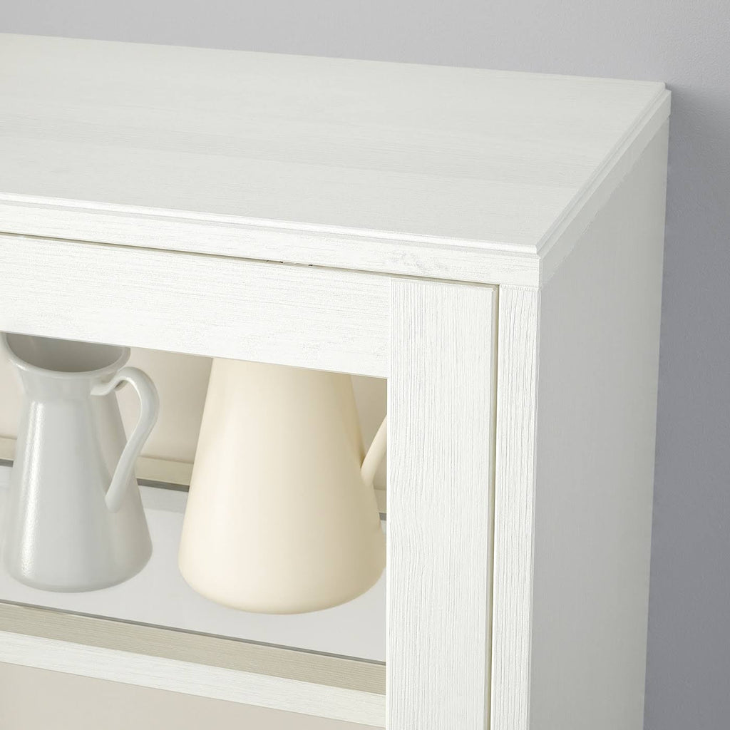 White Clear Glass Glass-Door Cabinet with Base Z6687