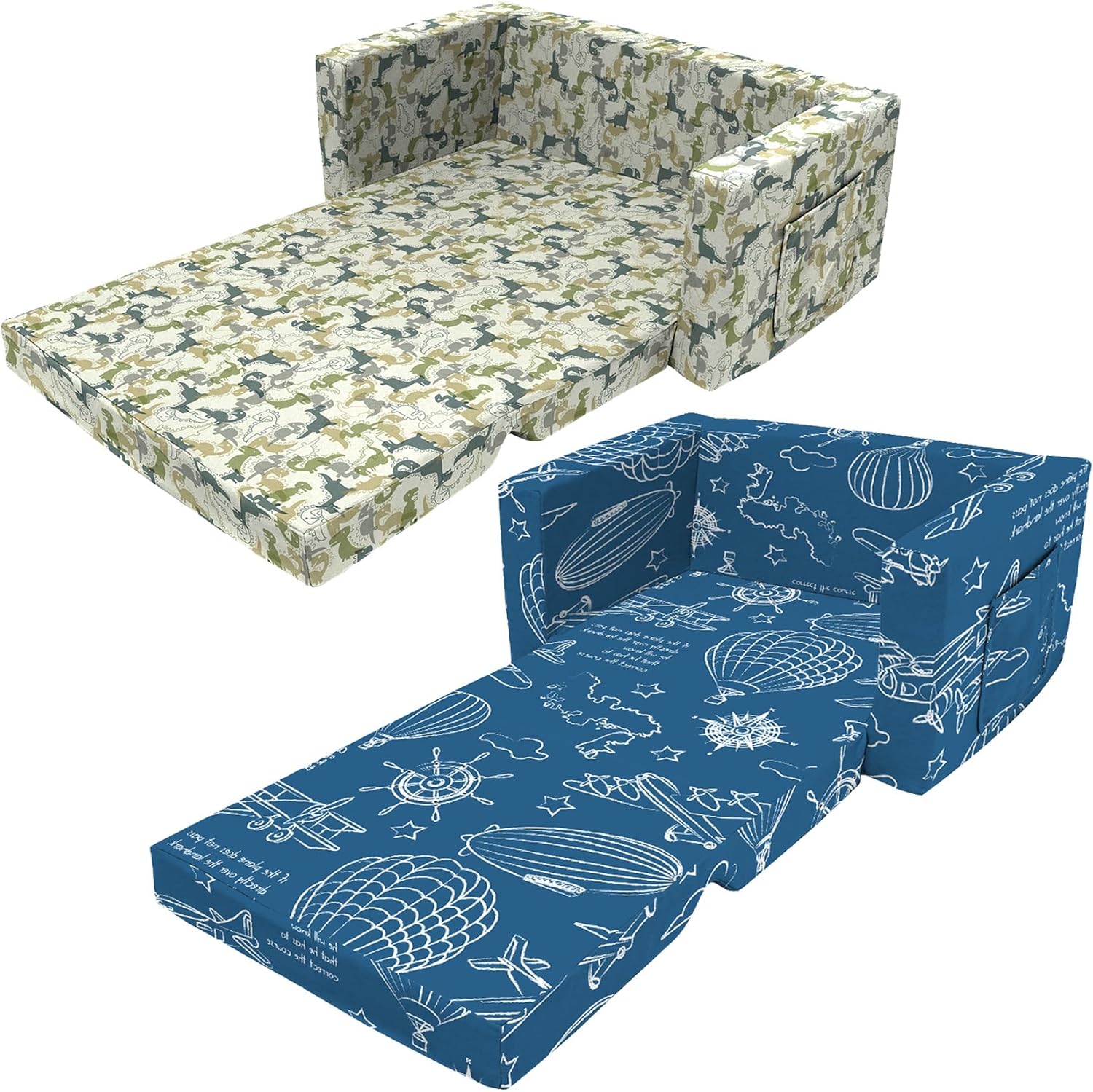2 Seats 2 in 1 Flip Open Chair Sleeper Bed H197