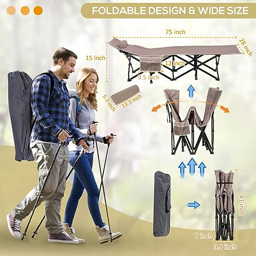Grey Wide Folding Camping Cot with Pillow & Extra Thick Matress K99286