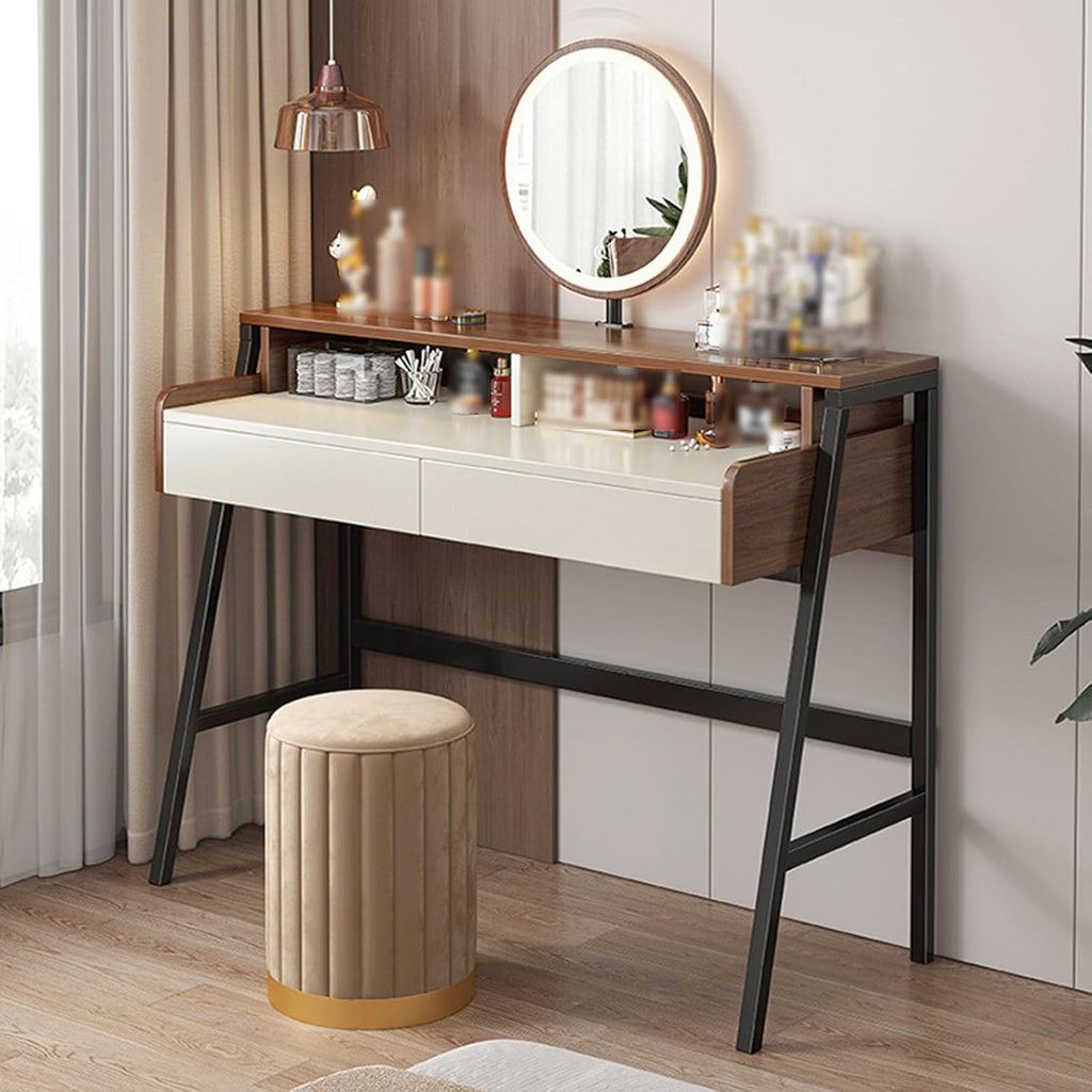 Solid Wood Vanity Set with 2 Drawers and Lighted Mirror L538410