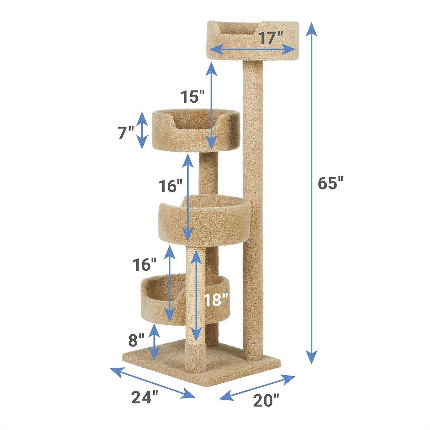 65-in Real Carpet Wooden Cat Tree T97596