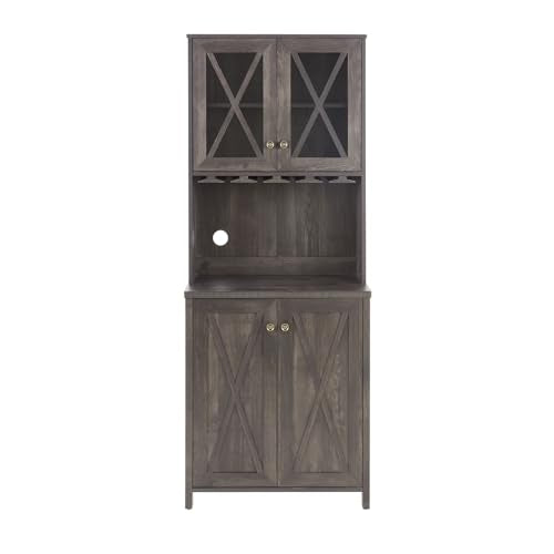 Grey Wood Storage Cabinet with Microwave Stand R875344