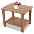 22.8" 2-Tier Oversized Rectangle Teak Side Table E4508