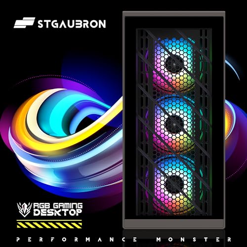 Gaming PC Desktop Computer, Intel Core I7 up to 3.9 GHz, Radeon RX 580 8G, 16G RAM, 512G SSD, WiFi, Bluetooth 5.0, RGB Fan x6, RGB BT Sound Bar, Windows 10 Home S9718