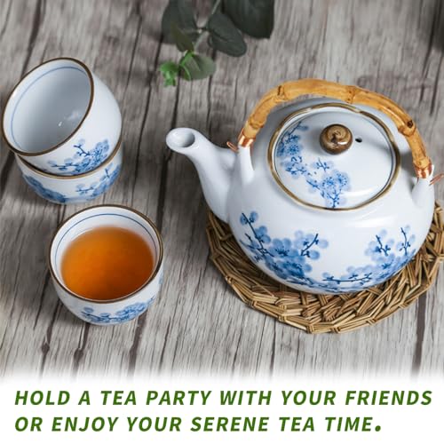 Blue and White Porcelain Tea Set with Teapot and Tea Cup Set for 4 V629145