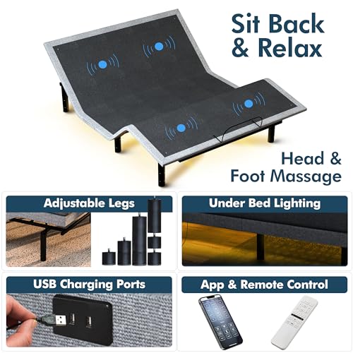 Queen Adjustable Bed Frame with Mattress Included Cooling Gel Memory Foam Mattress K12883