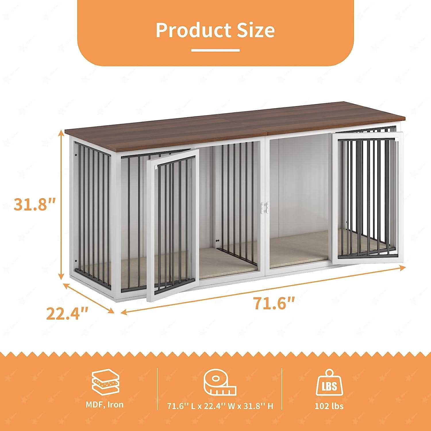 Large Wooden Dog Crate with Double Doors R1199