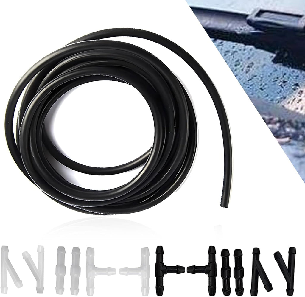 12 PCS Car Windshield Washer Hose Replacement with Hose Connectors Black D987