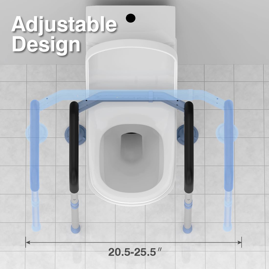 Adjustable Width Folding Toilet Safety Rail B176