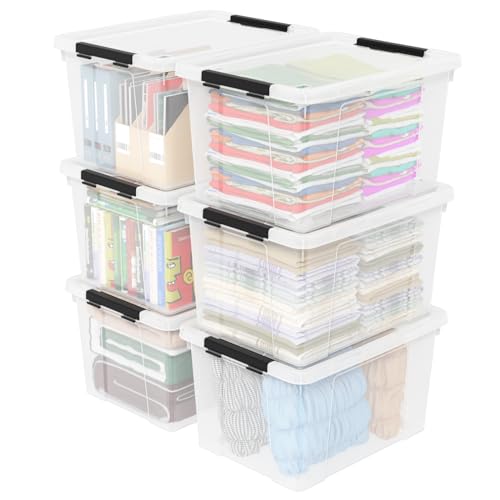 4-Pack 50 L Wheeled Clear Plastic Storage Bin with Lid W805