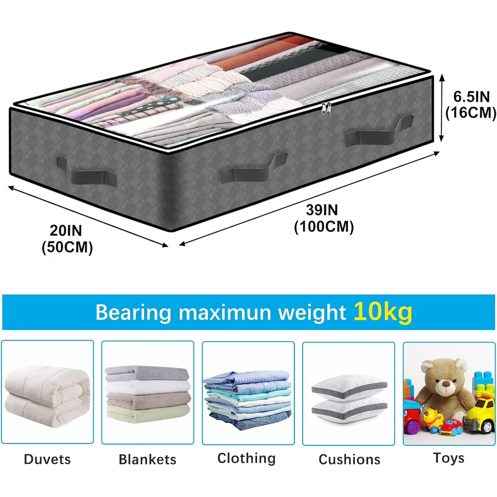 8 Pack Under Bed Storage Containers, 90L Collapsible Closet Organizers D95471