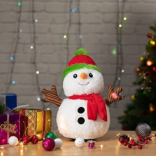 13 inch Animated Christmas Snowman Plush with LED Lights J4593