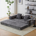 Beige Corduroy Convertible Sleeper Sofa Bed with Cylindrical Pillow R720