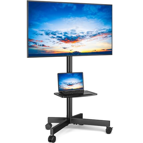 Mobile TV Cart for 23-60 Inch TVs, Height Adjustable Rolling Floor Stand with Wheels, Max VESA 400x400mm A565