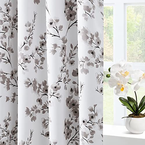 Taupe Floral Blackout Curtains, 52 X 84 Inches, 2 Panels S84900