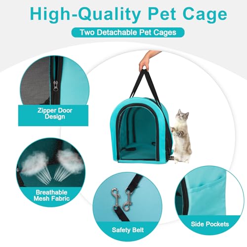 Grey Double Pet Stroller with 4 Wheels and 2 Detachable Carrier Cages C749