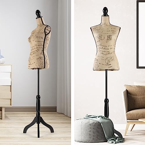 Black Adjustable Height Dress Form Mannequin with Tripod Stand S517618