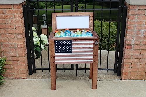 Rustic Brown 87 Qt. Outdoor Beverage Cooler with Folding Side Tables S265