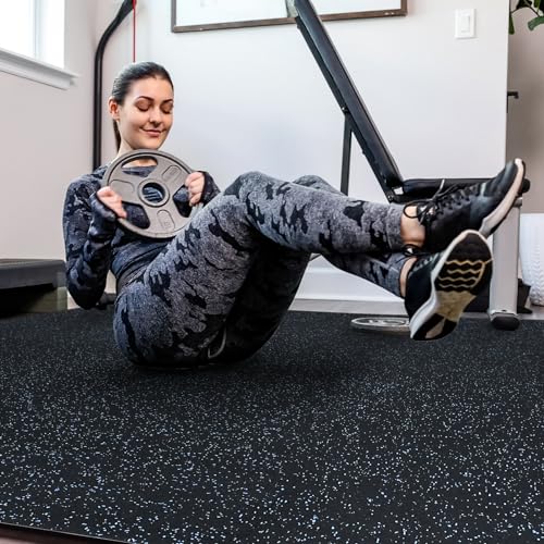 0.56'' Thick 24 Pcs 96 Sq Ft Rubber Top Exercise Equipment Mats, Black V52987