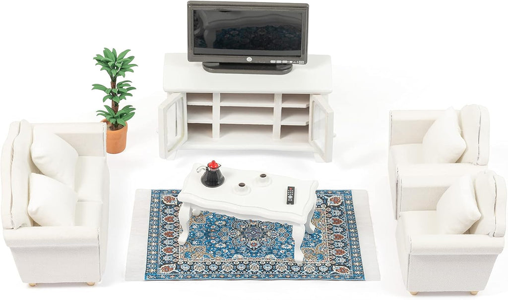 16 Pieces White Wooden Dollhouse Furniture Set M60163