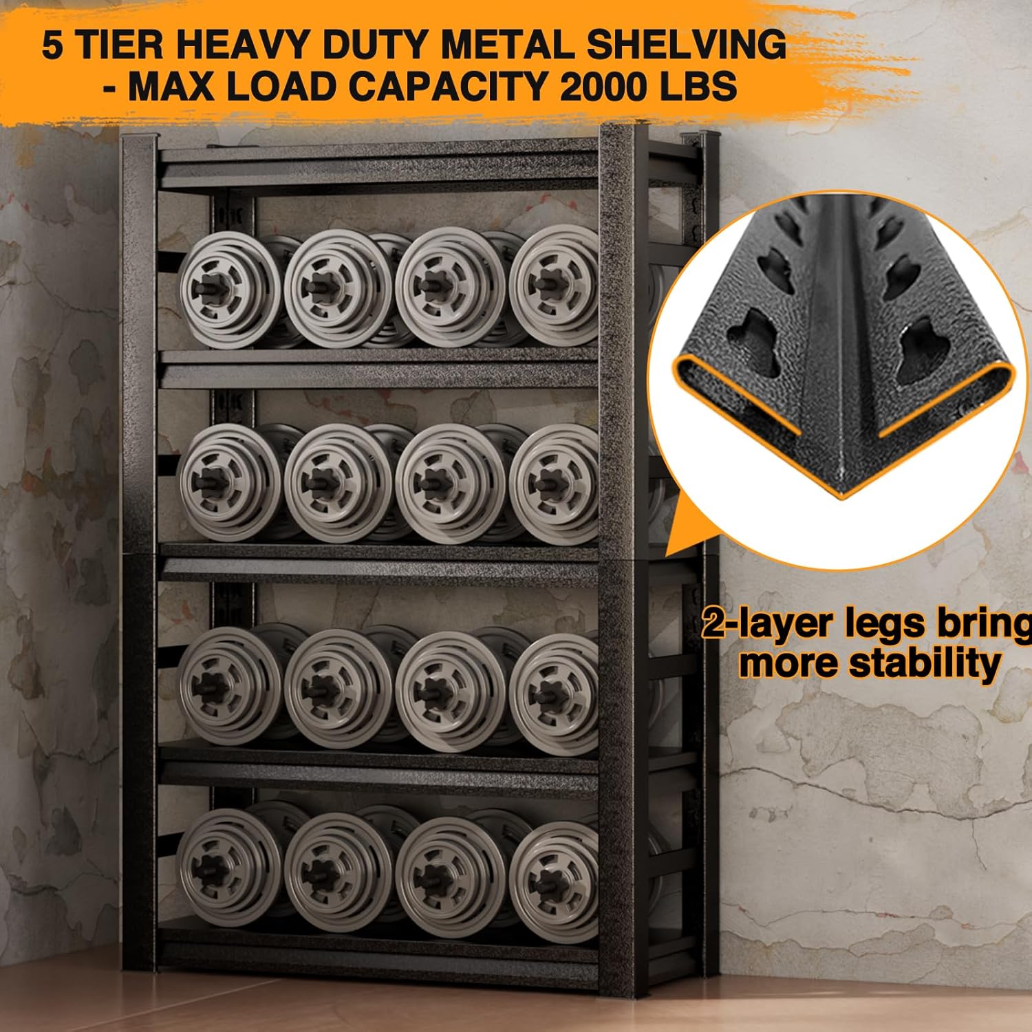 5 Tier Adjustable Metal Garage Shelving 31.5" W X 15.7" D X 63" H R126857