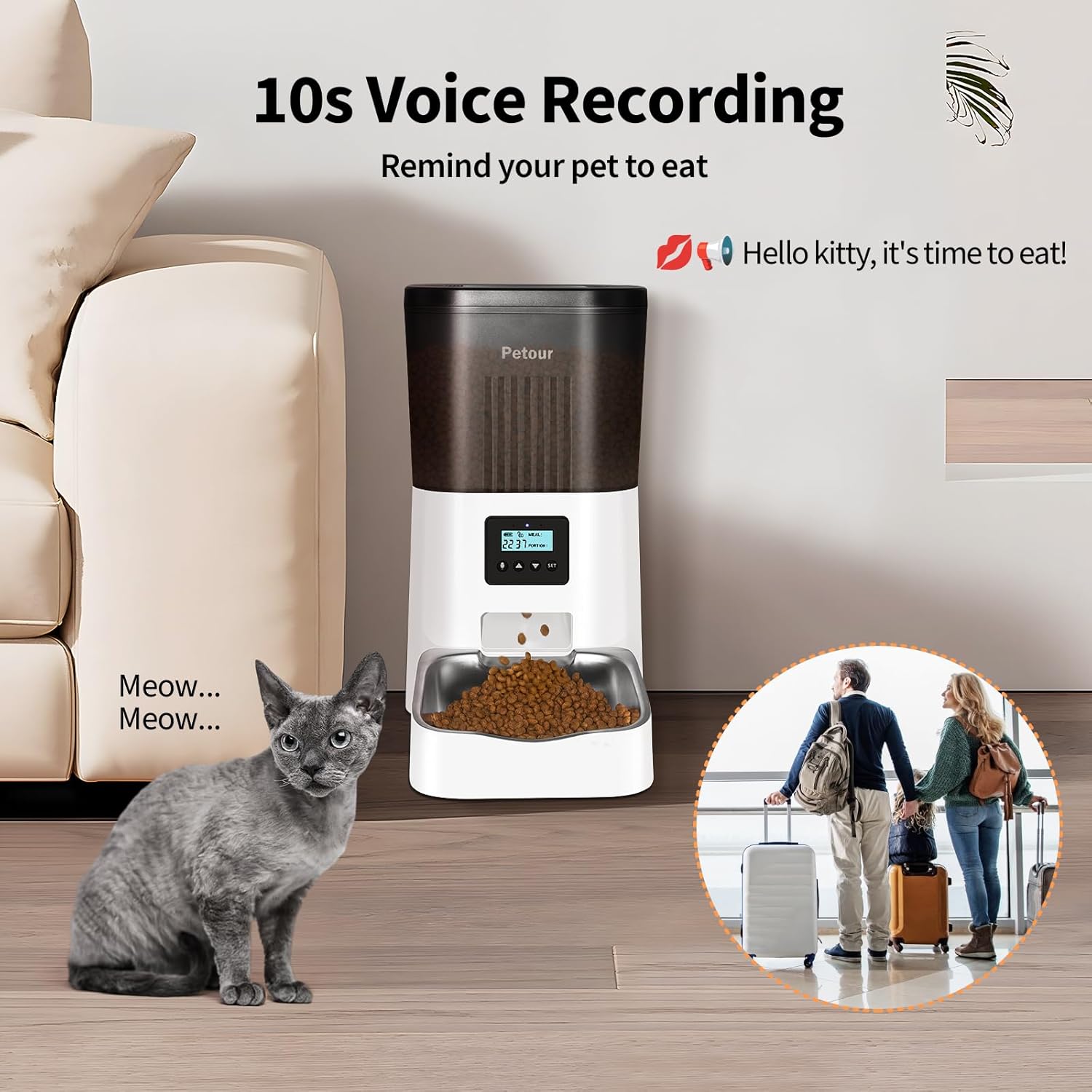 Automatic Cat Feeder with Stainless Steel Bowl B720827