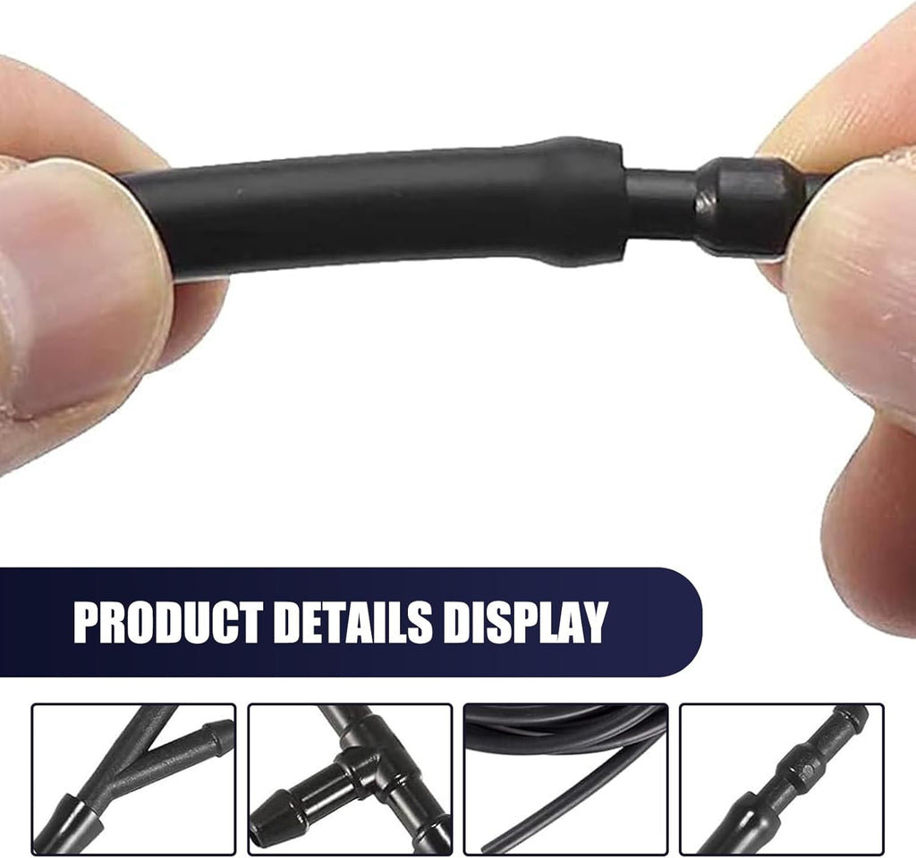 12 PCS Car Windshield Washer Hose Replacement with Hose Connectors Black D987